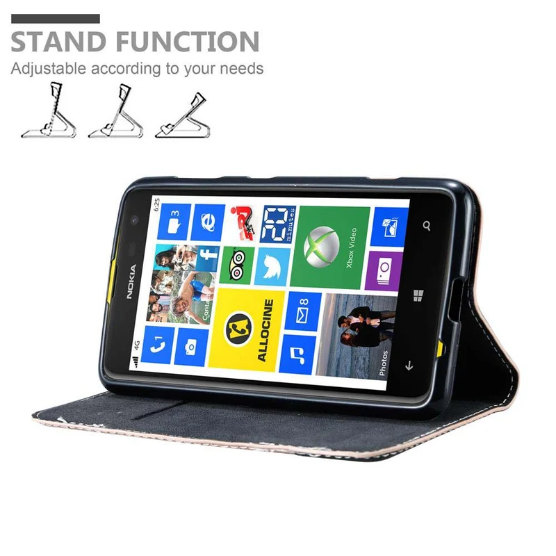 Cadorabo Hülle kompatibel mit Nokia Lumia 625 Schutzhülle mit Magnetverschluss, Standfunktion und Kartenfach