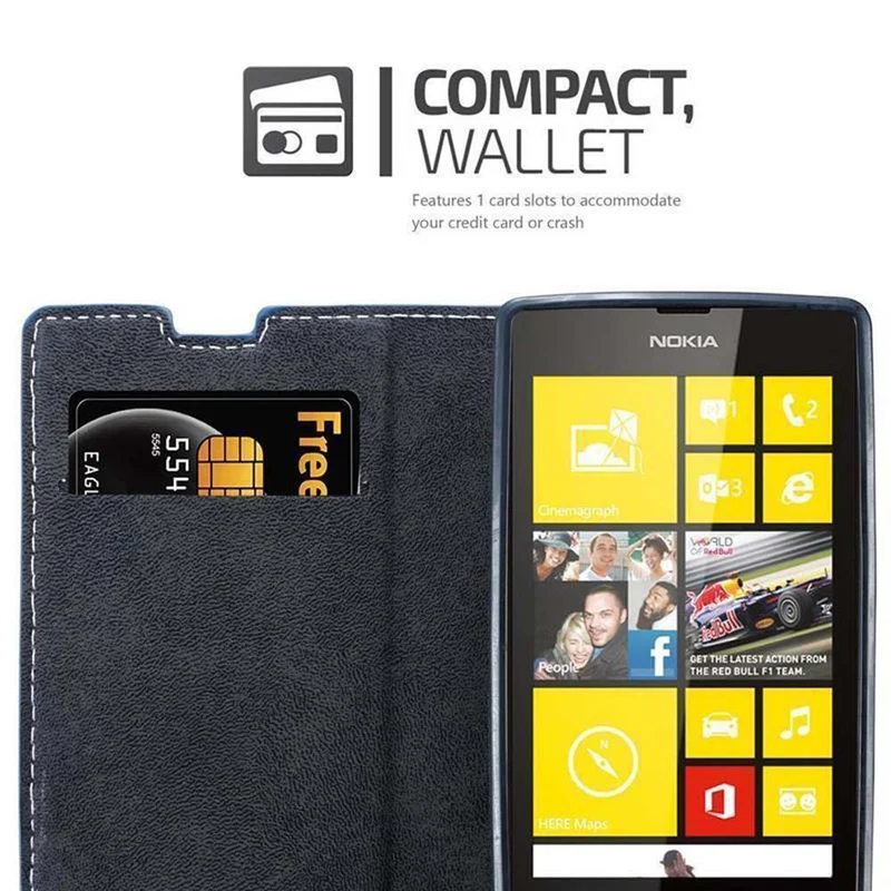 Cadorabo Hülle kompatibel mit Nokia Lumia 520 / 521 Schutzhülle mit Magnetverschluss, Standfunktion und Kartenfach