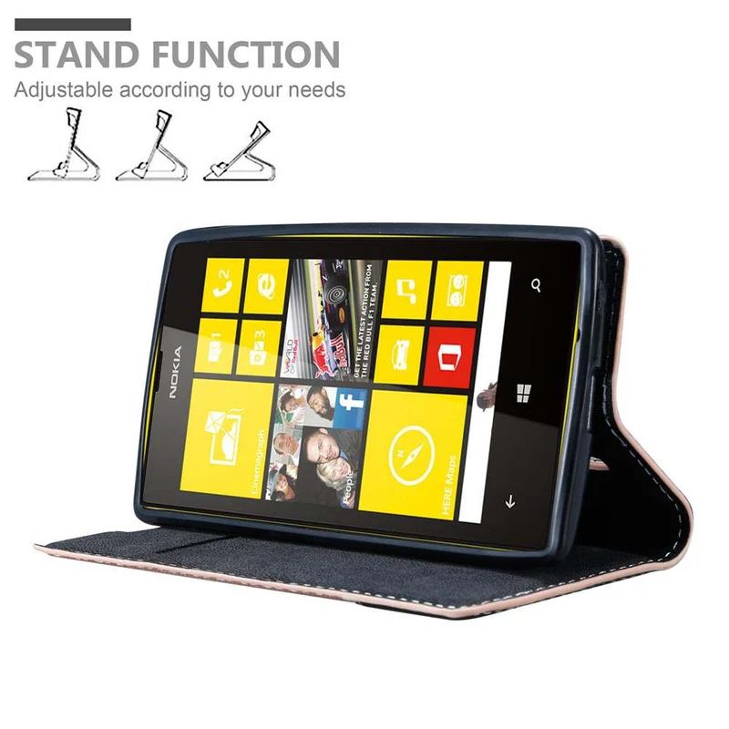 Cadorabo Hülle kompatibel mit Nokia Lumia 520 / 521 Schutzhülle mit Magnetverschluss, Standfunktion und Kartenfach