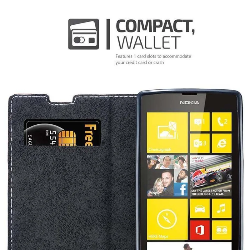 Cadorabo Hülle kompatibel mit Nokia Lumia 520 / 521 Schutzhülle mit Magnetverschluss, Standfunktion und Kartenfach