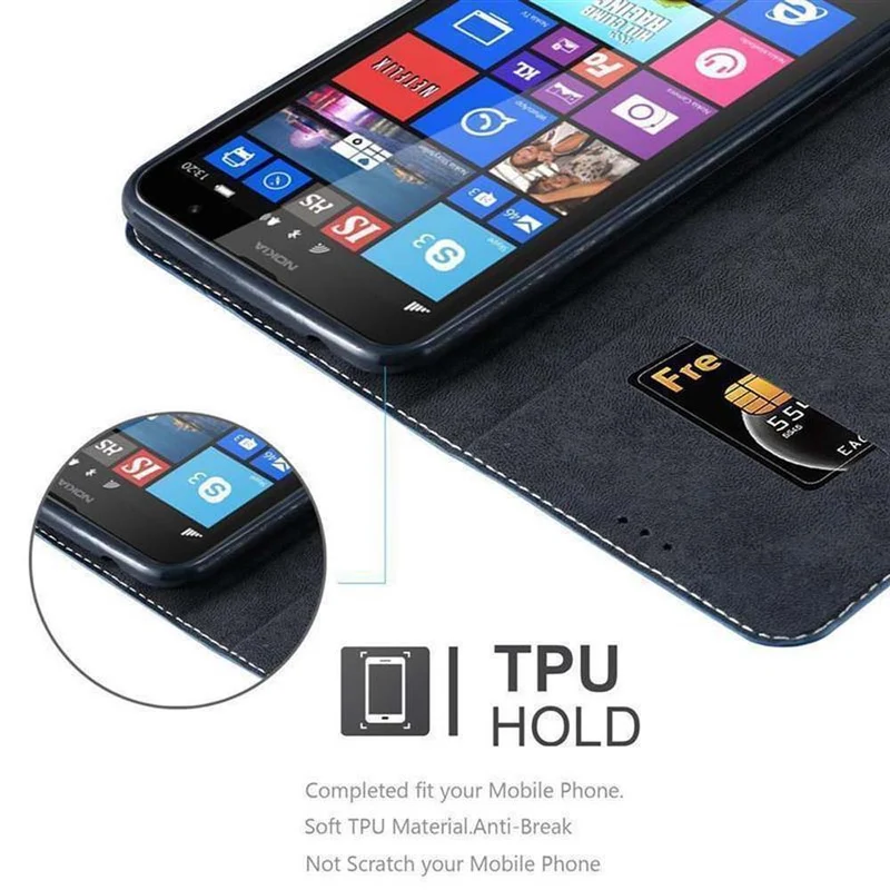 Cadorabo Hülle kompatibel mit Nokia Lumia 1320 Schutzhülle mit Magnetverschluss, Standfunktion und Kartenfach