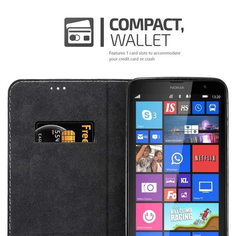 Cadorabo Hülle kompatibel mit Nokia Lumia 1320 Schutzhülle mit Magnetverschluss, Standfunktion und Kartenfach