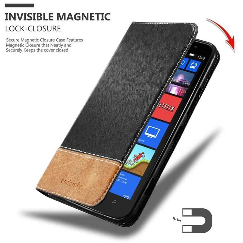 Cadorabo Hülle kompatibel mit Nokia Lumia 1320 Schutzhülle mit Magnetverschluss, Standfunktion und Kartenfach