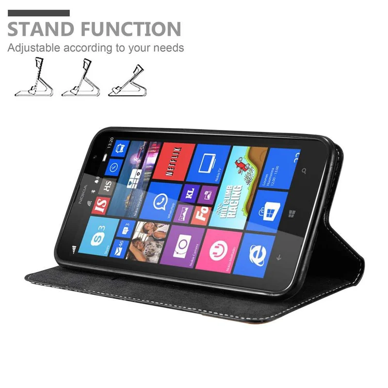 Cadorabo Hülle kompatibel mit Nokia Lumia 1320 Schutzhülle mit Magnetverschluss, Standfunktion und Kartenfach