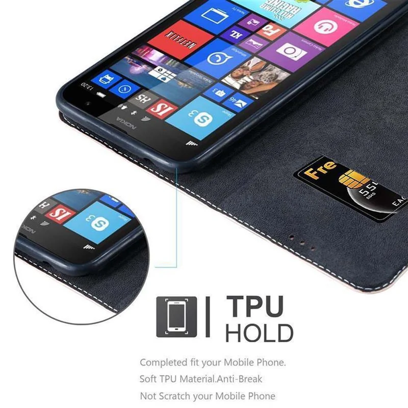 Cadorabo Hülle kompatibel mit Nokia Lumia 1320 Schutzhülle mit Magnetverschluss, Standfunktion und Kartenfach
