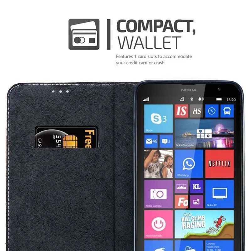 Cadorabo Hülle kompatibel mit Nokia Lumia 1320 Schutzhülle mit Magnetverschluss, Standfunktion und Kartenfach