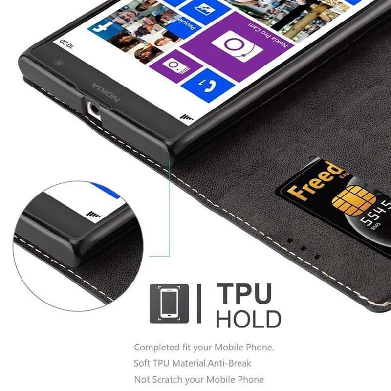 Cadorabo Hülle kompatibel mit Nokia Lumia 1020 Schutzhülle mit Magnetverschluss, Standfunktion und Kartenfach