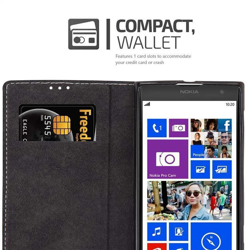 Cadorabo Hülle kompatibel mit Nokia Lumia 1020 Schutzhülle mit Magnetverschluss, Standfunktion und Kartenfach