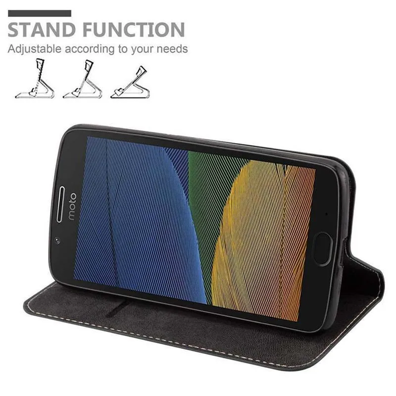 Cadorabo Hülle kompatibel mit Motorola MOTO G5 Schutzhülle mit Magnetverschluss, Standfunktion und Kartenfach