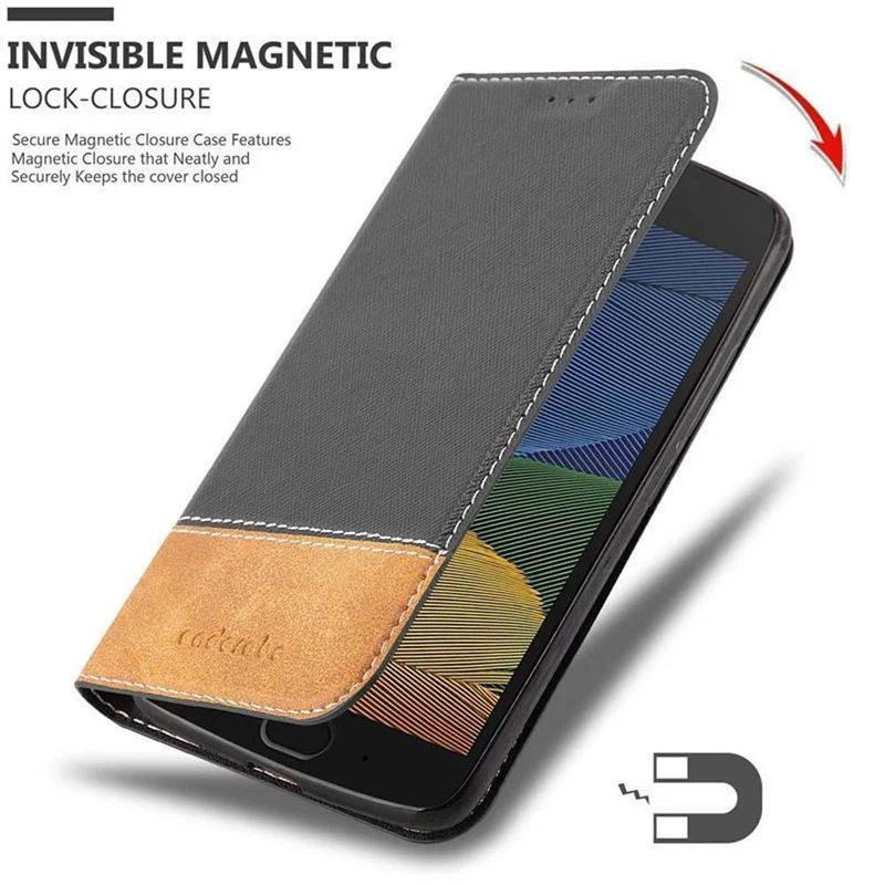 Cadorabo Hülle kompatibel mit Motorola MOTO G5 Schutzhülle mit Magnetverschluss, Standfunktion und Kartenfach
