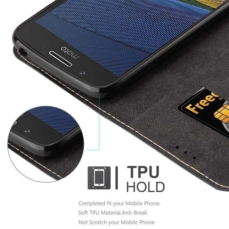Cadorabo Hülle kompatibel mit Motorola MOTO G5 Schutzhülle mit Magnetverschluss, Standfunktion und Kartenfach