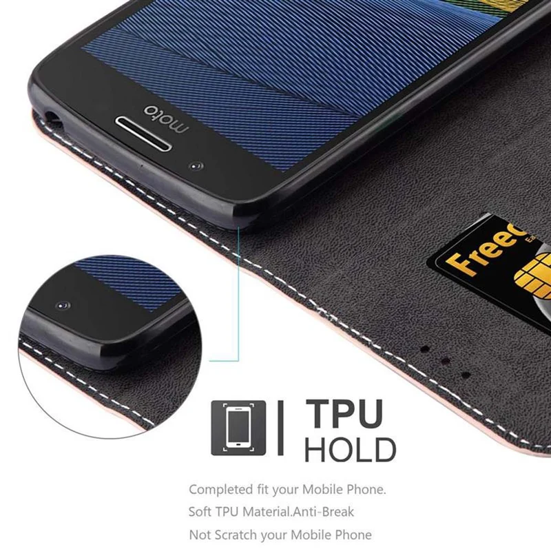 Cadorabo Hülle kompatibel mit Motorola MOTO G5 Schutzhülle mit Magnetverschluss, Standfunktion und Kartenfach