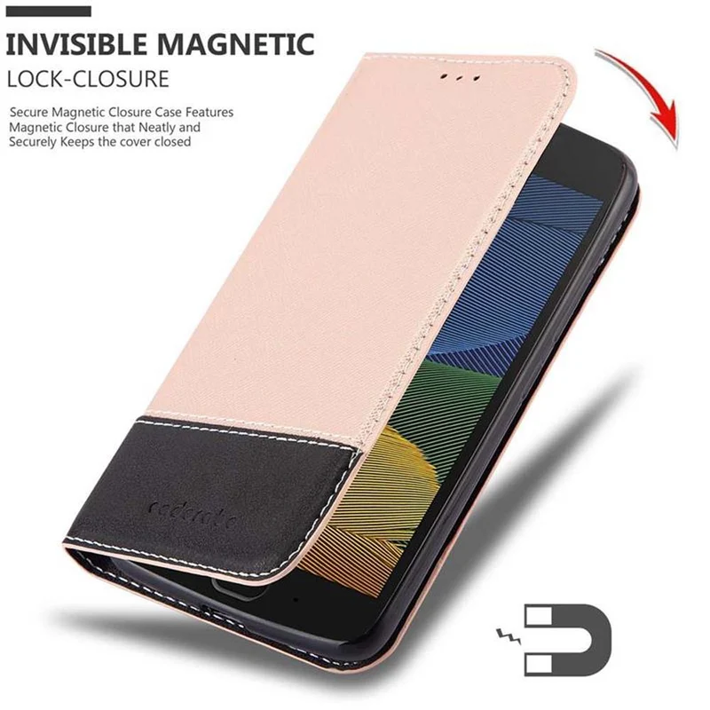 Cadorabo Hülle kompatibel mit Motorola MOTO G5 Schutzhülle mit Magnetverschluss, Standfunktion und Kartenfach