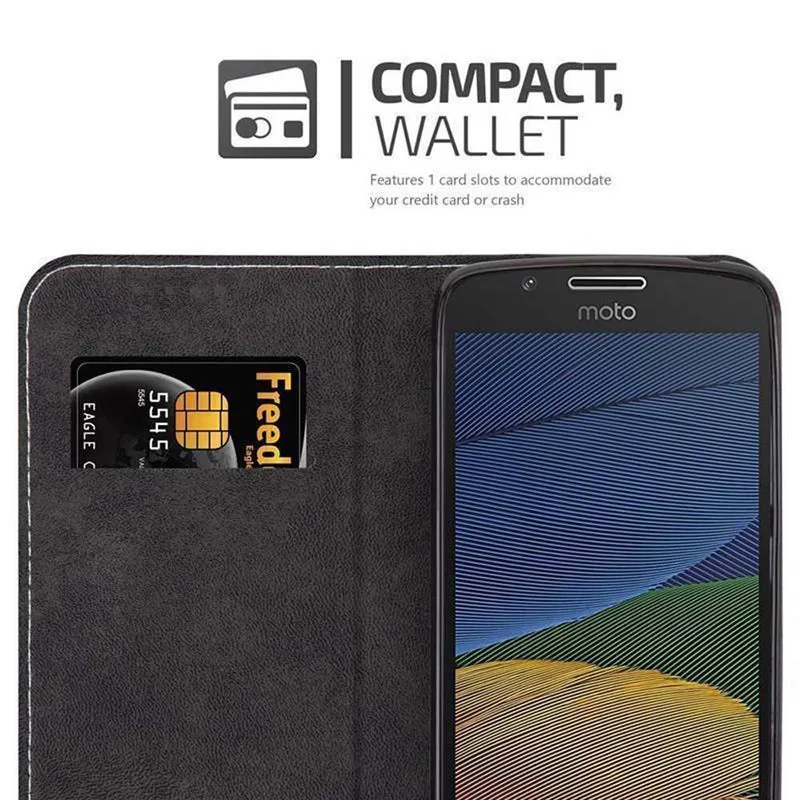 Cadorabo Hülle kompatibel mit Motorola MOTO G5 Schutzhülle mit Magnetverschluss, Standfunktion und Kartenfach