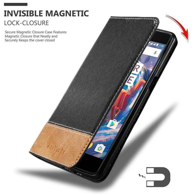 Cadorabo Hülle kompatibel mit OnePlus 3 / 3T Schutzhülle mit Magnetverschluss, Standfunktion und Kartenfach