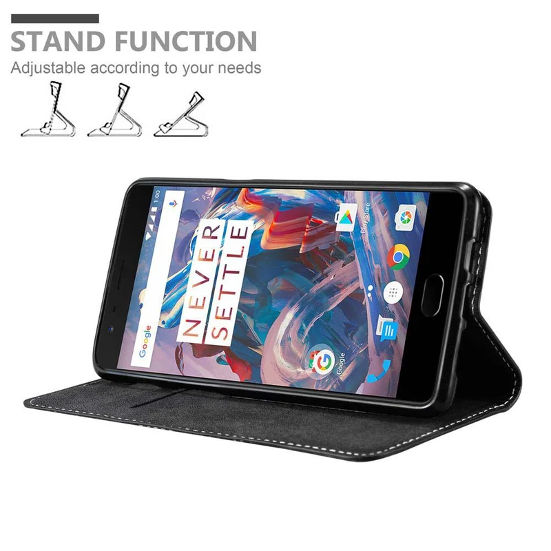 Cadorabo Hülle kompatibel mit OnePlus 3 / 3T Schutzhülle mit Magnetverschluss, Standfunktion und Kartenfach