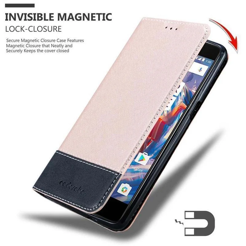 Cadorabo Hülle kompatibel mit OnePlus 3 / 3T Schutzhülle mit Magnetverschluss, Standfunktion und Kartenfach