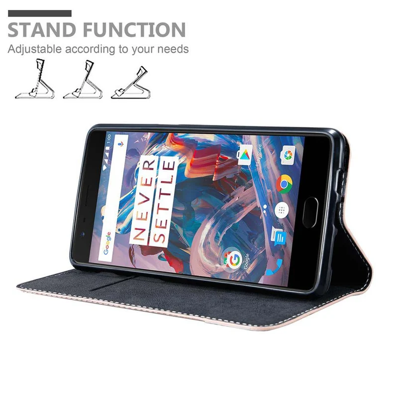 Cadorabo Hülle kompatibel mit OnePlus 3 / 3T Schutzhülle mit Magnetverschluss, Standfunktion und Kartenfach