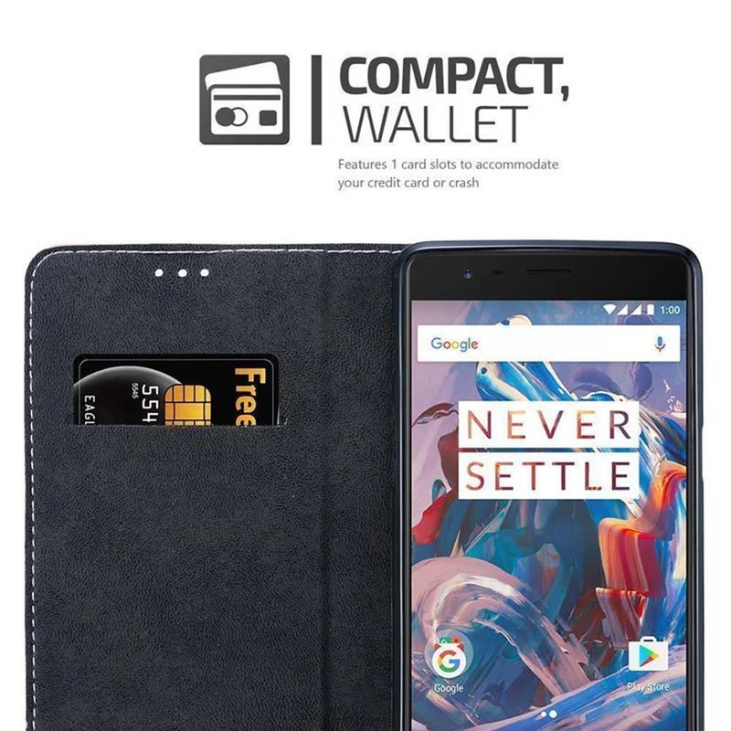 Cadorabo Hülle kompatibel mit OnePlus 3 / 3T Schutzhülle mit Magnetverschluss, Standfunktion und Kartenfach