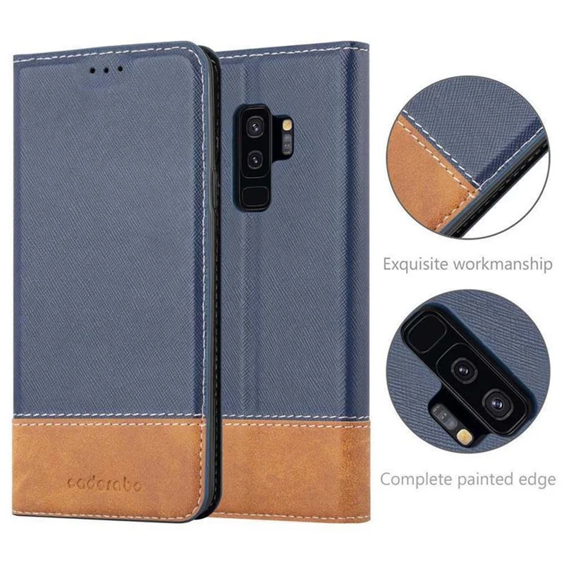 Cadorabo Hülle kompatibel mit Samsung Galaxy S9 PLUS Schutzhülle mit Magnetverschluss, Standfunktion und Kartenfach