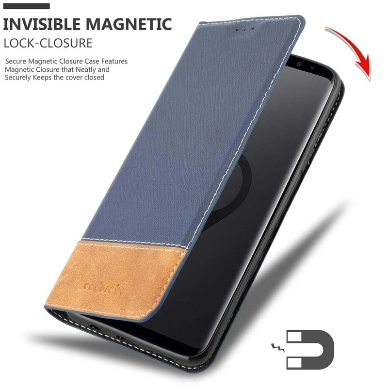 Cadorabo Hülle kompatibel mit Samsung Galaxy S9 PLUS Schutzhülle mit Magnetverschluss, Standfunktion und Kartenfach