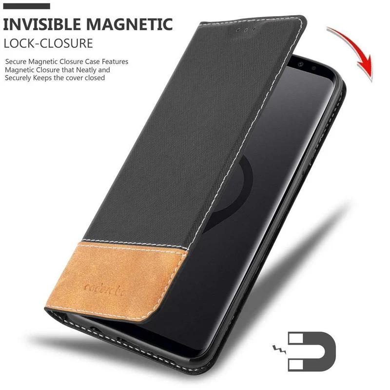 Cadorabo Hülle kompatibel mit Samsung Galaxy S9 PLUS Schutzhülle mit Magnetverschluss, Standfunktion und Kartenfach