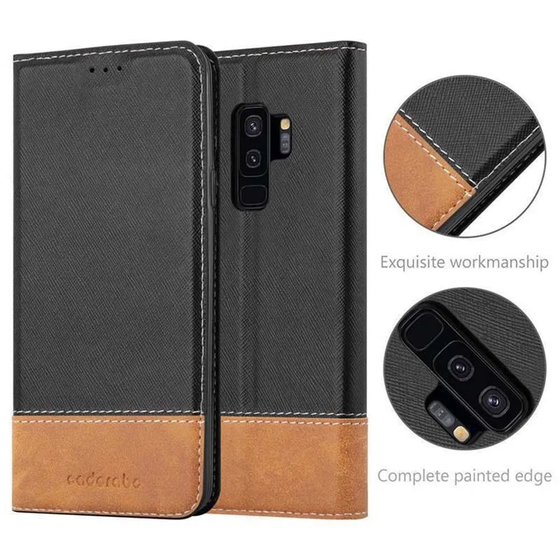 Cadorabo Hülle kompatibel mit Samsung Galaxy S9 PLUS Schutzhülle mit Magnetverschluss, Standfunktion und Kartenfach