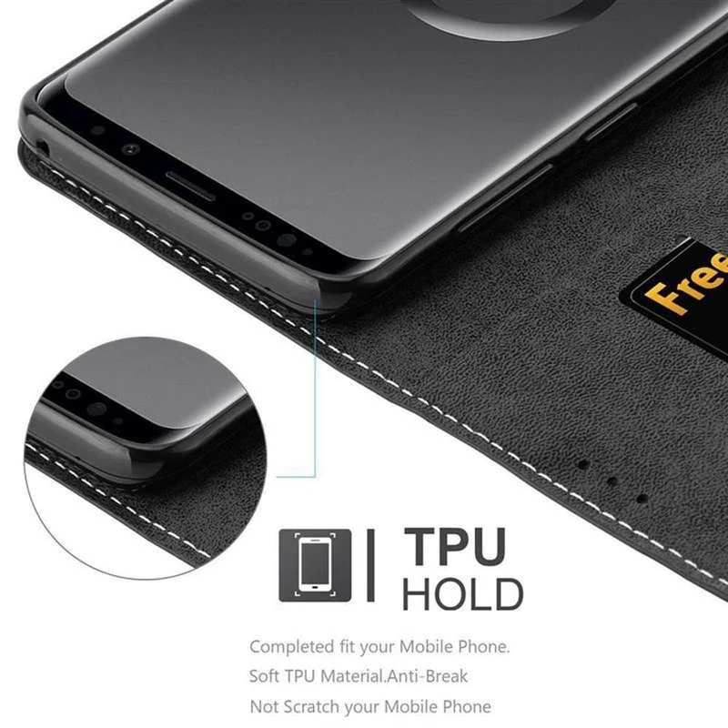 Cadorabo Hülle kompatibel mit Samsung Galaxy S9 PLUS Schutzhülle mit Magnetverschluss, Standfunktion und Kartenfach