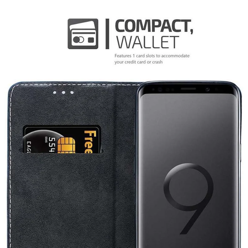 Cadorabo Hülle kompatibel mit Samsung Galaxy S9 Schutzhülle mit Magnetverschluss, Standfunktion und Kartenfach