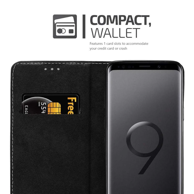 Cadorabo Hülle kompatibel mit Samsung Galaxy S9 Schutzhülle mit Magnetverschluss, Standfunktion und Kartenfach