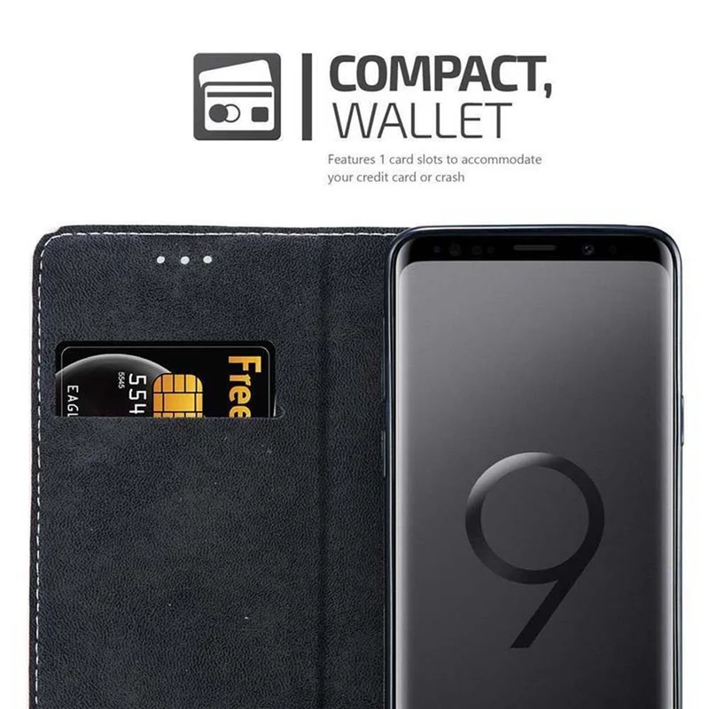 Cadorabo Hülle kompatibel mit Samsung Galaxy S9 Schutzhülle mit Magnetverschluss, Standfunktion und Kartenfach