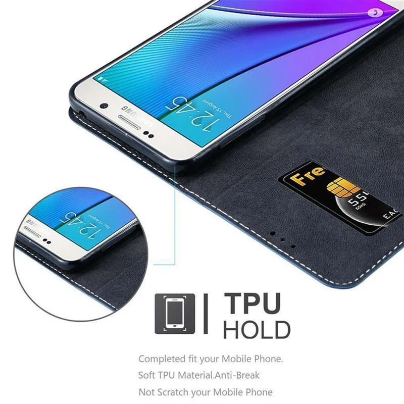 Cadorabo Hülle kompatibel mit Samsung Galaxy NOTE 5 Schutzhülle mit Magnetverschluss, Standfunktion und Kartenfach