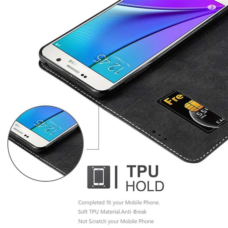 Cadorabo Hülle kompatibel mit Samsung Galaxy NOTE 5 Schutzhülle mit Magnetverschluss, Standfunktion und Kartenfach