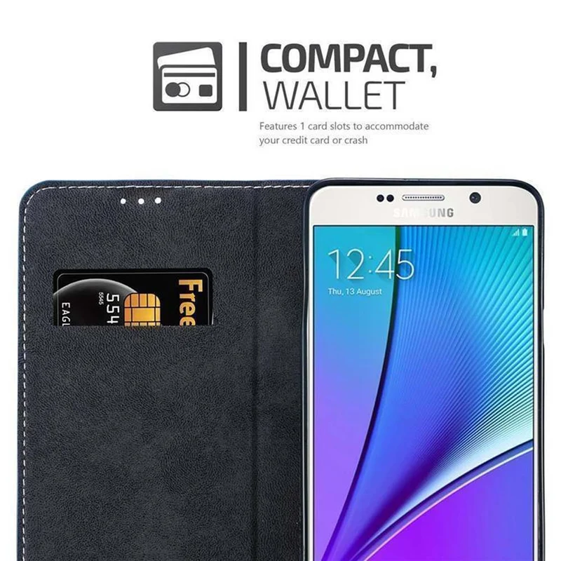 Cadorabo Hülle kompatibel mit Samsung Galaxy NOTE 5 Schutzhülle mit Magnetverschluss, Standfunktion und Kartenfach