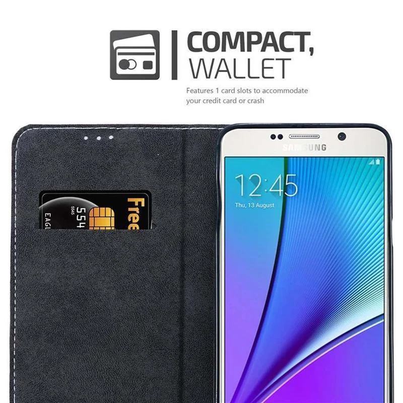 Cadorabo Hülle kompatibel mit Samsung Galaxy NOTE 5 Schutzhülle mit Magnetverschluss, Standfunktion und Kartenfach