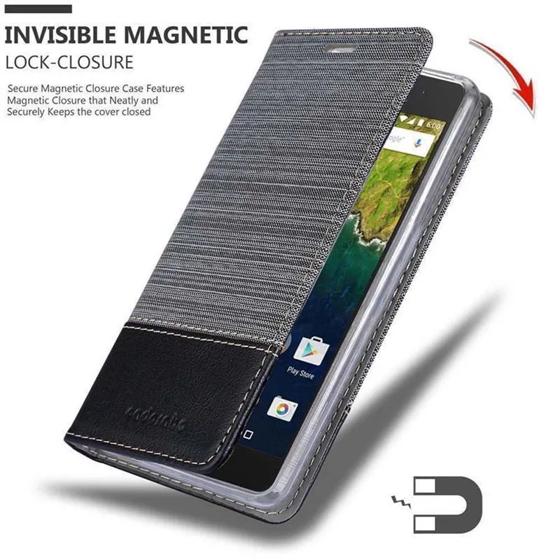Cadorabo Hülle kompatibel mit Huawei Google NEXUS 6P Schutzhülle mit Magnetverschluss, Standfunktion und Kartenfach
