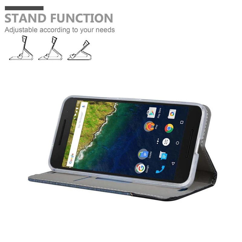 Cadorabo Hülle kompatibel mit Huawei Google NEXUS 6P Schutzhülle mit Magnetverschluss, Standfunktion und Kartenfach