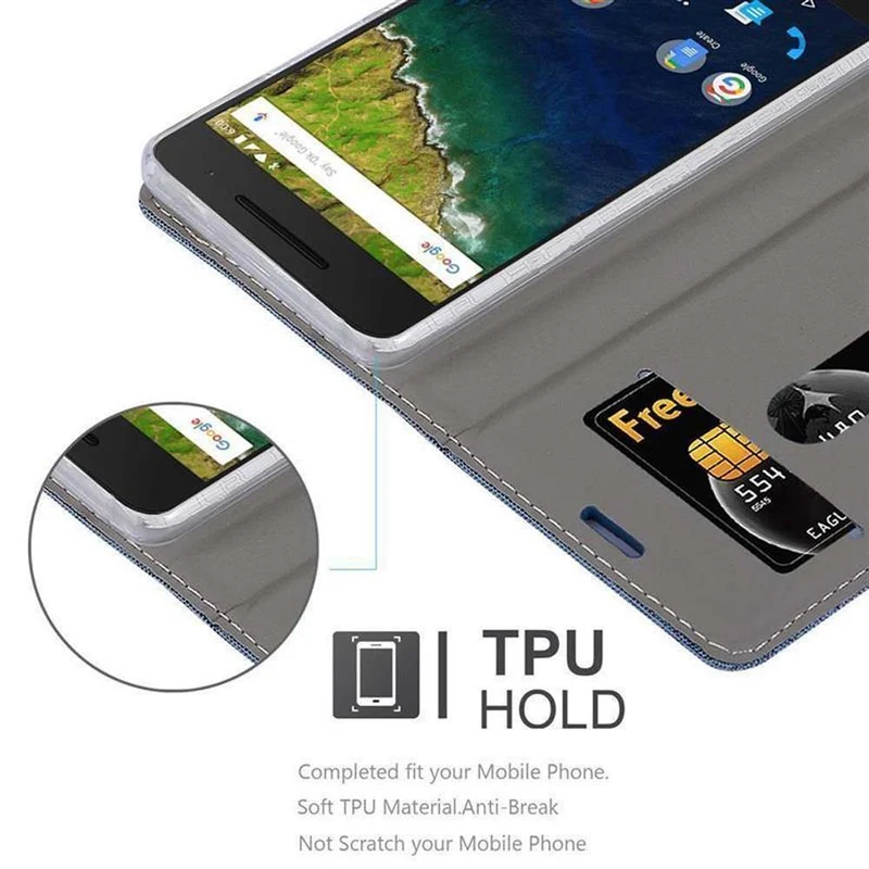 Cadorabo Hülle kompatibel mit Huawei Google NEXUS 6P Schutzhülle mit Magnetverschluss, Standfunktion und Kartenfach