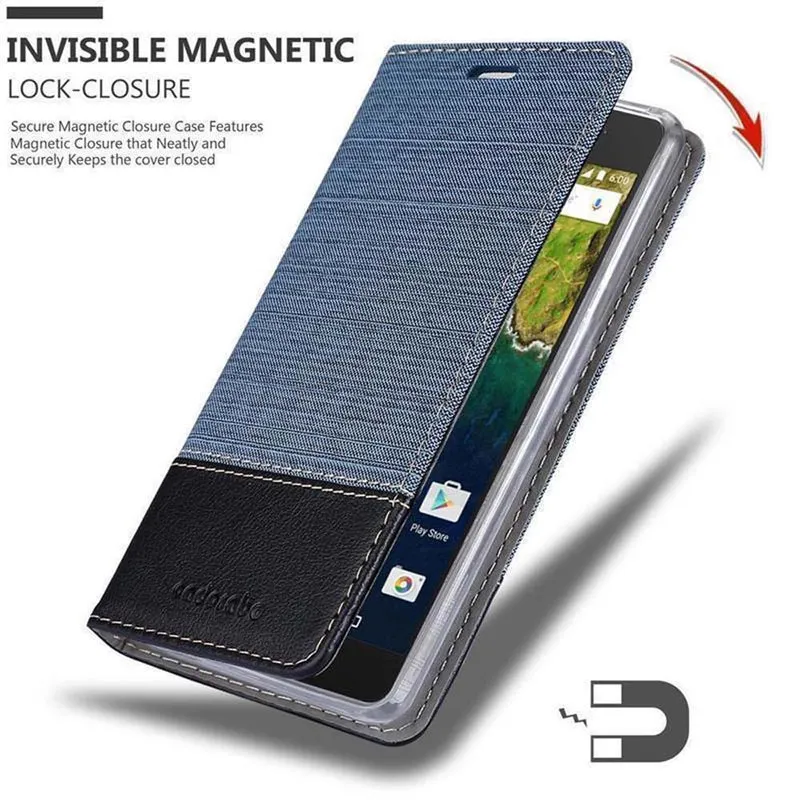 Cadorabo Hülle kompatibel mit Huawei Google NEXUS 6P Schutzhülle mit Magnetverschluss, Standfunktion und Kartenfach