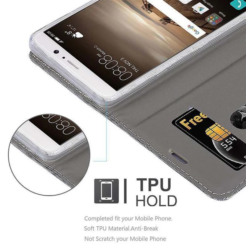 Cadorabo Hülle kompatibel mit Huawei MATE 9 Schutzhülle mit Magnetverschluss, Standfunktion und Kartenfach