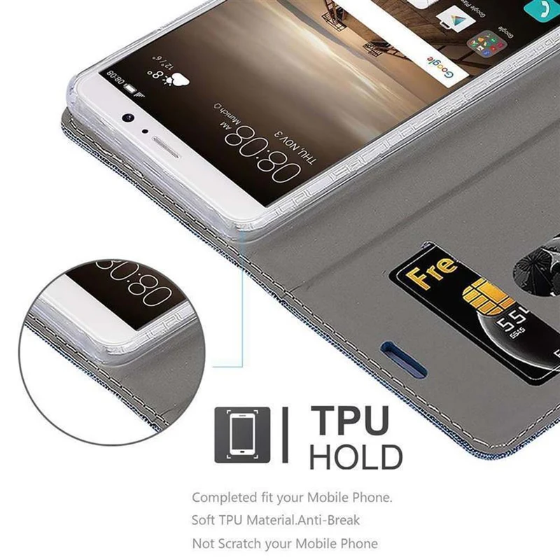 Cadorabo Hülle kompatibel mit Huawei MATE 9 Schutzhülle mit Magnetverschluss, Standfunktion und Kartenfach