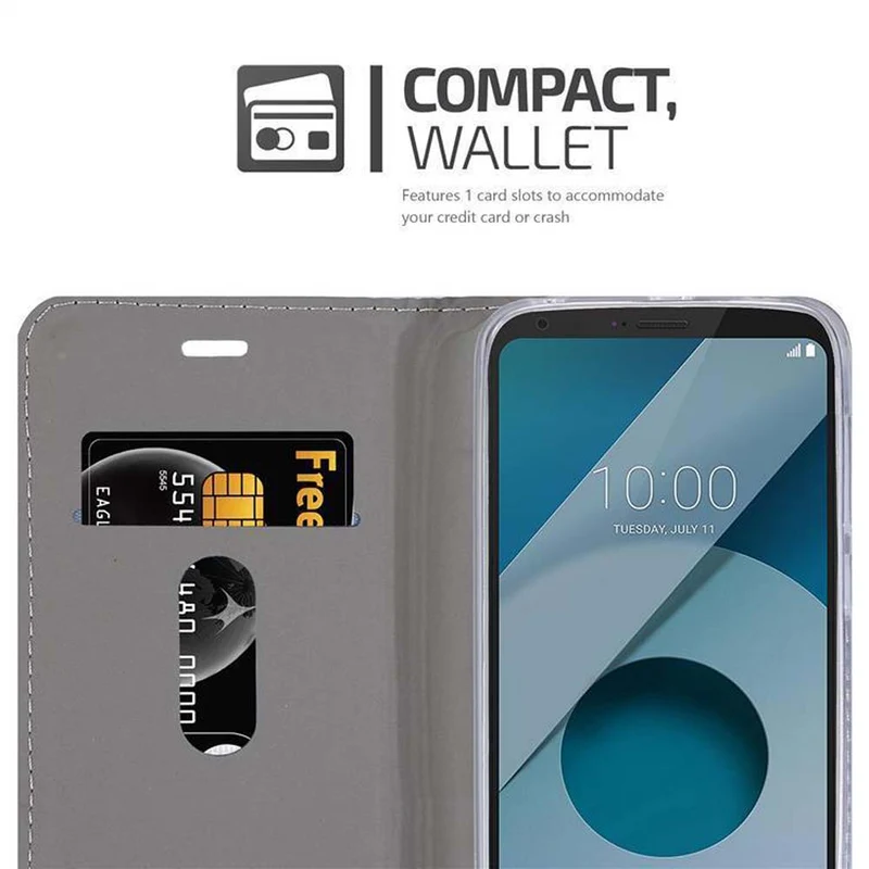 Cadorabo Hülle kompatibel mit LG Q6 / G6 MINI Schutzhülle mit Magnetverschluss, Standfunktion und Kartenfach