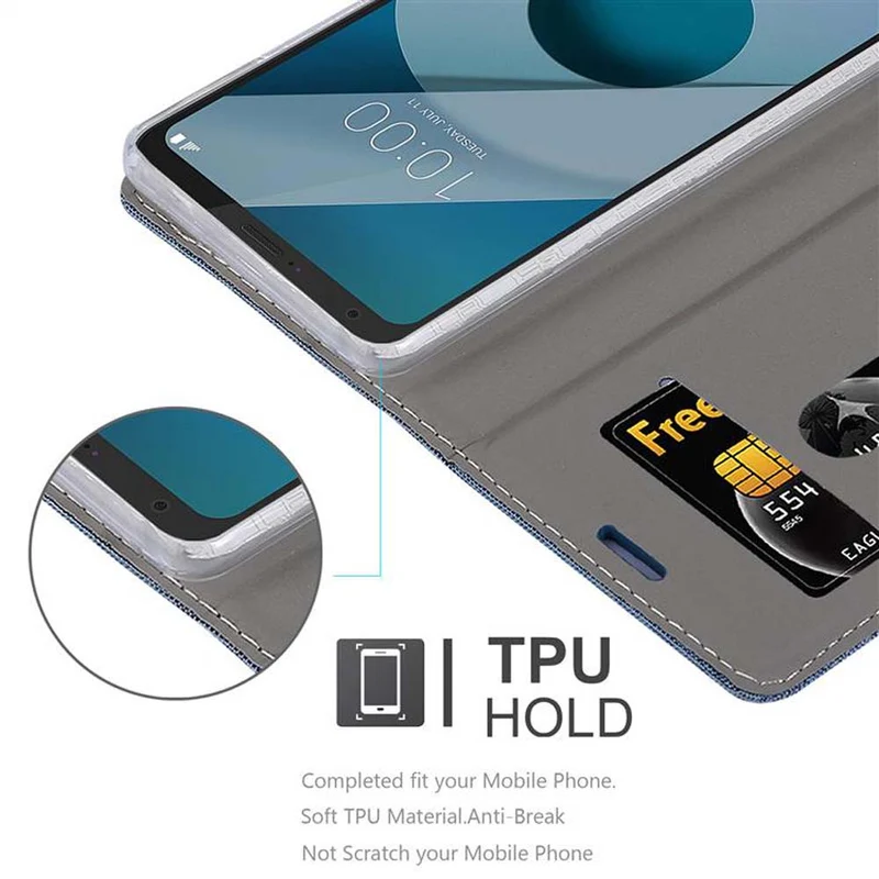 Cadorabo Hülle kompatibel mit LG Q6 / G6 MINI Schutzhülle mit Magnetverschluss, Standfunktion und Kartenfach