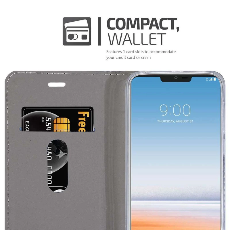 Cadorabo Hülle kompatibel mit LG G7 ThinQ / FIT / ONE Schutzhülle mit Magnetverschluss, Standfunktion und Kartenfach
