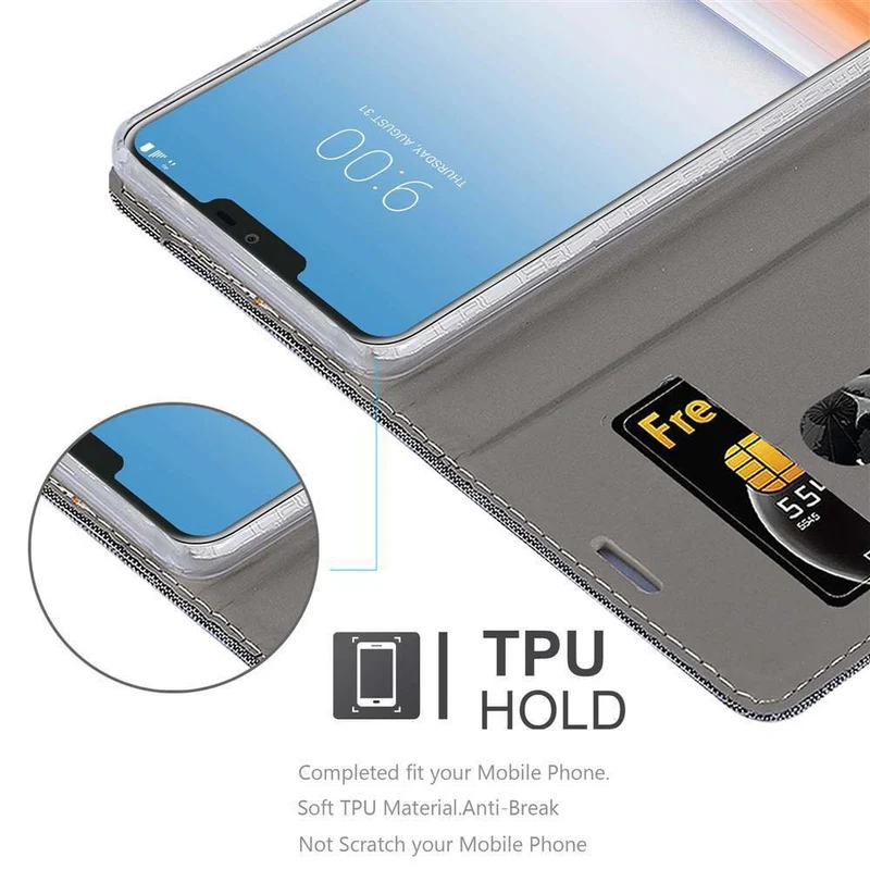 Cadorabo Hülle kompatibel mit LG G7 ThinQ / FIT / ONE Schutzhülle mit Magnetverschluss, Standfunktion und Kartenfach