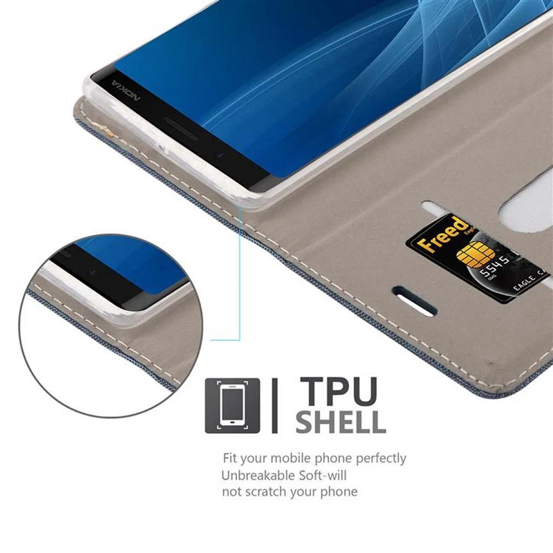 Cadorabo Hülle kompatibel mit Nokia 8 Sirocco Schutzhülle mit Magnetverschluss, Standfunktion und Kartenfach