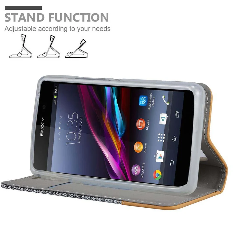 Cadorabo Hülle kompatibel mit Sony Xperia E1 Schutzhülle mit Magnetverschluss, Standfunktion und Kartenfach