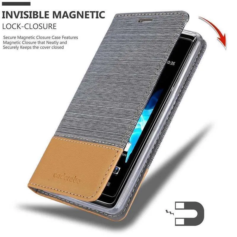 Cadorabo Hülle kompatibel mit Sony Xperia E1 Schutzhülle mit Magnetverschluss, Standfunktion und Kartenfach
