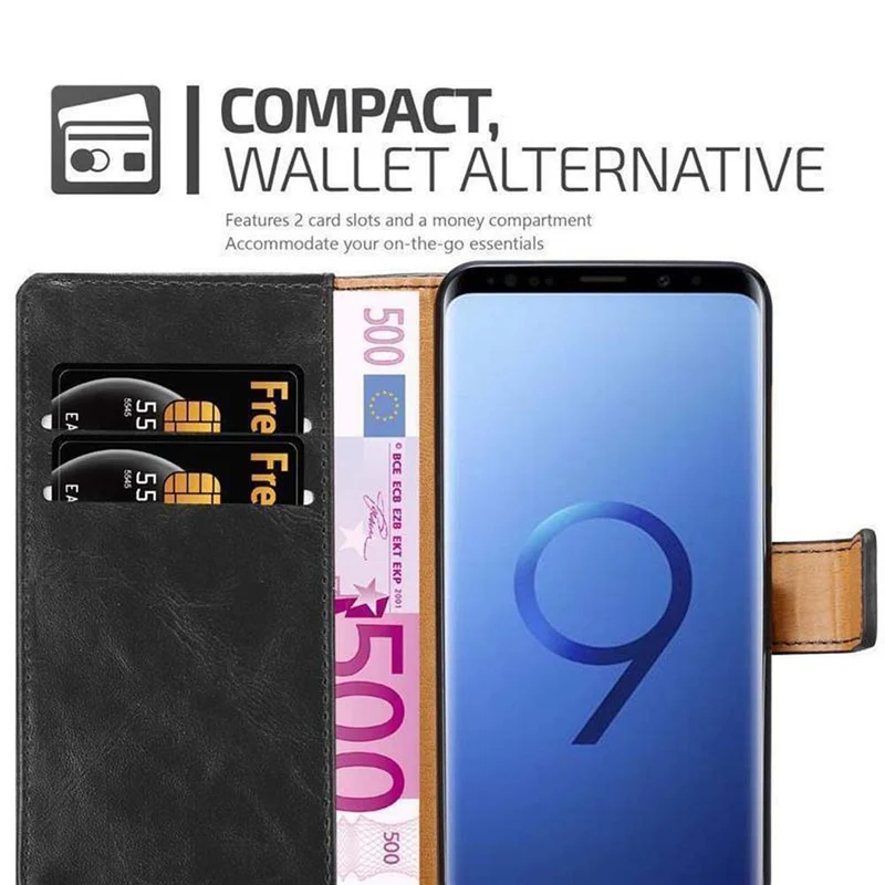 Cadorabo Hülle kompatibel mit Samsung Galaxy S9 Schutzhülle mit Magnetverschluss, Standfunktion und Kartenfach