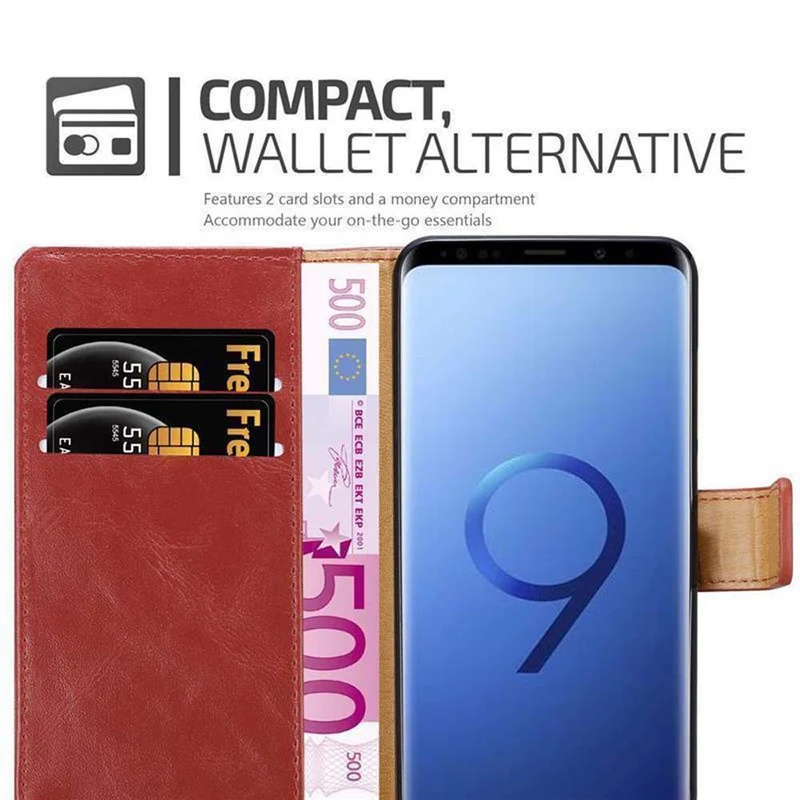 Cadorabo Hülle kompatibel mit Samsung Galaxy S9 Schutzhülle mit Magnetverschluss, Standfunktion und Kartenfach